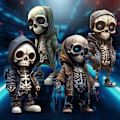 Miniatyrbild 2 av 4: Coola Skelettfigurer i Resin Halloween Skelettfigur Dödskalle Skräckinjagande- C