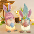 Miniatyrbild 2 av 7: Påskkanin Dvärg Ansiktslös docka Dekor Ägg Håller Desktop Ornament LED-lampor Pink One Size