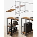 Miniatyrbillede 6 af 7: VASAGLE Computerbord, Skrivebord med 2 hylder, Stålramme, rustikbrun og sort