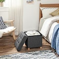 Miniatyrbillede 7 af 7: Songmics Sammenklappelig Cube Ottoman opbevaring og fodskammel med træfødder og låg Grå