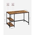 Miniatyrbillede 4 af 7: VASAGLE Computerbord, Skrivebord med 2 hylder, Stålramme, rustikbrun og sort