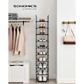 Miniatyrbild 2 av 7: Songmics 10-Tier skoställ, platsbesparande skoförvaring, 33 X 33 X 173 CM, Metallram, svart