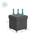 Miniatyrbillede 6 af 7: Songmics Sammenklappelig Cube Ottoman opbevaring og fodskammel med træfødder og låg Grå