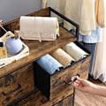 Miniatyrbild 4 av 7: Songmics Fabric Chest of Drawers, sovrum förvaringsenhet, 7 lådor, rustik brun och svart