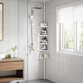Pikkukuva 2 / 7: Songmics Justerbar badrumshörrehylla, teleskopisk dusch, 85-305 cm, golv till tak, vit