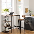 Miniatyrbillede 3 af 7: Vasagle bar bord, køkkenbord, spisebord med 3 hylder, 109 x 60 x 100 cm, rustik brun
