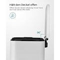Miniatyrbild 5 av 7: Songmics Kitchen Pedal Bin, 50L skräpavfallsfack, med plast inre hink, vit
