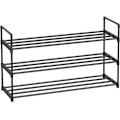 Miniatyrbillede 1 af 7: Songmics 3-lags skoreol, skoopbevaringsenhed, metalopbevaringsstativ, 30 x 92 x 54 cm, sort