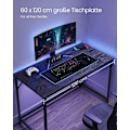 Miniatyrbillede 5 af 7: Vasagle skrivebord, lille computerbord, skrivebord, 60 x 120 x 75 cm, metalram, sort