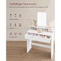 Miniatyrbillede 3 af 6: VASAGLE Sminkbord med stort rektangulært spejl, hvid