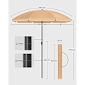 Pikkukuva 3 / 6: SONGMICS 1,6 m rantavarjo, Aurinkovarjo UPF 50+, aurinkosuoja, kannettava, taupe