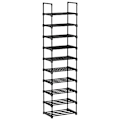 Pikkukuva 1 / 7: Songmics-kenkäteline, 10-kerroksinen metallirunkoinen kenkäteline, musta
