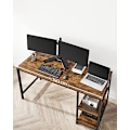 Miniatyrbillede 7 af 7: VASAGLE Computerbord, Skrivebord med 2 hylder, Arbejdsbord, Rustik Brun og Sort