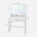 Pikkukuva 6 / 7: Vasagle meikkipöytä Vanity Table 9 LED-lampulla ja peilillä, Moderni valkoinen