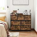 Miniatyrbild 2 av 7: Songmics Fabric Chest of Drawers, sovrum förvaringsenhet, 7 lådor, rustik brun och svart
