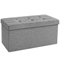 Miniatyrbillede 1 af 7: Songmics Linnedstof opbevaringsbænk Ottoman alsidig pladsbesparende Light Grey
