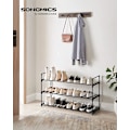 Miniatyrbillede 2 af 7: Songmics 3-lags skoreol, skoopbevaringsenhed, metalopbevaringsstativ, 30 x 92 x 54 cm, sort