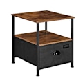 Miniatyrbillede 1 af 7: Songmics Natbord, sengebord med opbevaring, stofkasse, sidebord med 2 hylder, sort