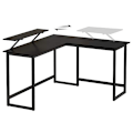 Miniatyrbillede 5 af 7: VASAGLE Computerbord, L-formet skrivebord, med skærmstativ, sort