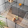 Miniatyrbild 4 av 7: Songmics Marsvinslekhage, DIY Hutch-bur för små husdjur, grå