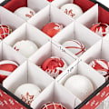 Miniatyrbild 3 av 7: Songmics Christmas Bauble lagringslådor, 3 förvaringskubfack för juldekorationer, röd