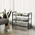 Miniatyrbild 2 av 7: Songmics 3-Tier Shoe Rack Storage, Steel Mesh, Flat eller Angled Stackable svart