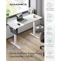 Miniatyrbillede 3 af 6: SONGMICS Højdejusterbart elektrisk skrivebord, hukommelsesfunktion med 4 højder, base hvid/beige