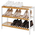 Miniatyrbild 2 av 7: Songmics bambu sko rack, 3-lags lagringshylla, 70 x 26 x 55 cm, förvaringshylla