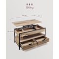 Miniatyrbillede 3 af 4: Sofa Bord med Hævefunktion, Stuebord, Opbevaringsskuffer, Brun og Blæksort