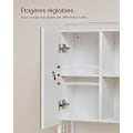 Miniatyrbillede 6 af 7: Vasagle vægskab med spejl, badeværelsesskab med LED-lampe, med kabel, hvid