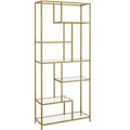 Miniatyrbillede 1 af 6: Bogreol, 6-etagers Høj, Displayreol, 30 X 80 X 180 Cm, Stue, Soveværelse, Køkken, Metallisk Guld