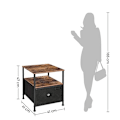 Miniatyrbillede 5 af 7: Songmics Natbord, sengebord med opbevaring, stofkasse, sidebord med 2 hylder, sort