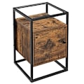 Miniatyrbillede 1 af 7: Vasagle natbord, sengebord, glas sidebord med skab, rustik brun