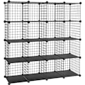 Miniatyrbillede 1 af 7: Songmics 16 Cube Metal Wire Storage Organizer, DIY-garderobe og modulære hyldeenheder, sort
