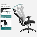 Miniatyrbillede 4 af 7: SONGMICS kontorstol, ergonomisk skrivebordsstol, computerstol, meshstol, sort