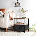 Miniatyrbillede 2 af 7: Songmics Natbord, sengebord med opbevaring, stofkasse, sidebord med 2 hylder, sort