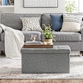Pikkukuva 2 / 7: Songmics Linen Fabric förvaringsbänk Ottoman mångsidig rymdbesparande Light Grey