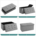 Miniatyrbillede 5 af 7: Songmics Linnedstof opbevaringsbænk Ottoman alsidig pladsbesparende Light Grey
