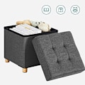 Miniatyrbillede 3 af 7: Songmics Sammenklappelig Cube Ottoman opbevaring og fodskammel med træfødder og låg Grå