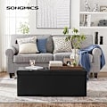 Miniatyrbillede 2 af 7: Songmics 120L sammenklappelig ottoman bænk, opbevaringsboks opbevaringskube, sort 110 x 38 x 38 cm