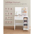 Miniatyrbild 3 av 6: Vasagle toalettbord, sminkbord, fåfängbord med spegel, 1 låda, 2 hyllor, vit
