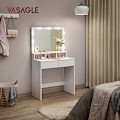 Pikkukuva 3 / 7: Vasagle meikkipöytä Vanity Table 9 LED-lampulla ja peilillä, Moderni valkoinen