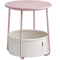 Miniatyrbillede 1 af 7: Vasagle sidebord, rundt sidebord med stofkurv, sengebord, pastelrosa/skyhvid