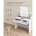 Miniatyrbillede 2 af 4: Sminkebord med Justerbar LED-Belysning, Moderne, Hvid