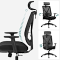 Pikkukuva 3 / 7: SONGMICS Ergonomisk kontorstol med fotstöd, skrivbordsstol med svankstöd, svart