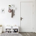 Miniatyrbillede 5 af 7: VASAGLE træ skobænk, Paaed opbevaringssæde, entremøbel med 2 hylder, hvid