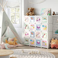 Miniatyrbillede 2 af 7: Songmics Cube Hylde Multifunktionsskab, børnesko Legetøj 123 x 31 x 123 cm Hvid