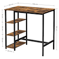 Miniatyrbillede 2 af 7: Vasagle bar bord, køkkenbord, spisebord med 3 hylder, 109 x 60 x 100 cm, rustik brun