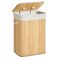 Miniatyrbillede 1 af 7: Songmics bambus vasketøjskurv, 72L sammenklappelig vasketøjskurv, rektangulær 40 x 30 x 60 cm, natur