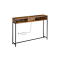 Miniatyrbillede 1 af 7: Smalt Konsolbord med Stikdåse, Sofabord, 25 X 120 X 81 Cm, Brun og Blæksort